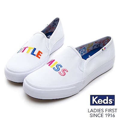 Keds x LITTLE MISS 立體刺繡字母休閒便鞋-白色