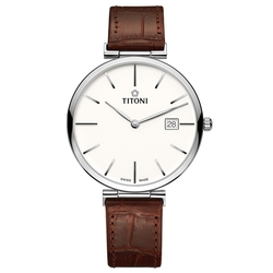 TITONI 梅花錶 纖薄系列 簡約機械腕錶 39mm / 82718S-ST-606