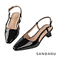 山打努SANDARU-跟鞋 素面尖頭漆皮中跟後空鞋-黑 product thumbnail 1