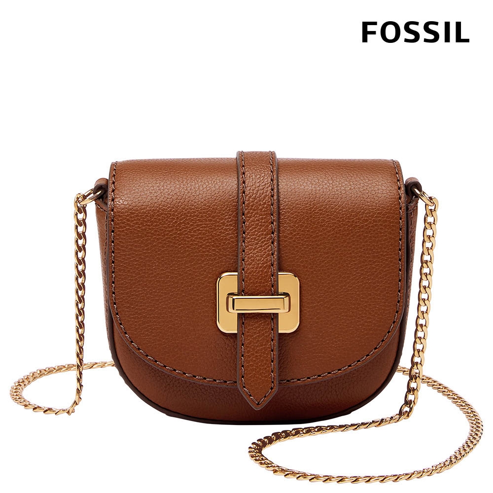 FOSSIL Emery 迷你金鍊斜背包-咖啡色 SHB3148210