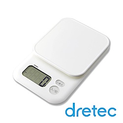 【Dretec】日本甘納許大秤盤電子料理秤3kg 白色 (KS-805IV)