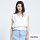 SOMETHING 蕾絲V領縮腰 短袖T恤-女-米白色 product thumbnail 1