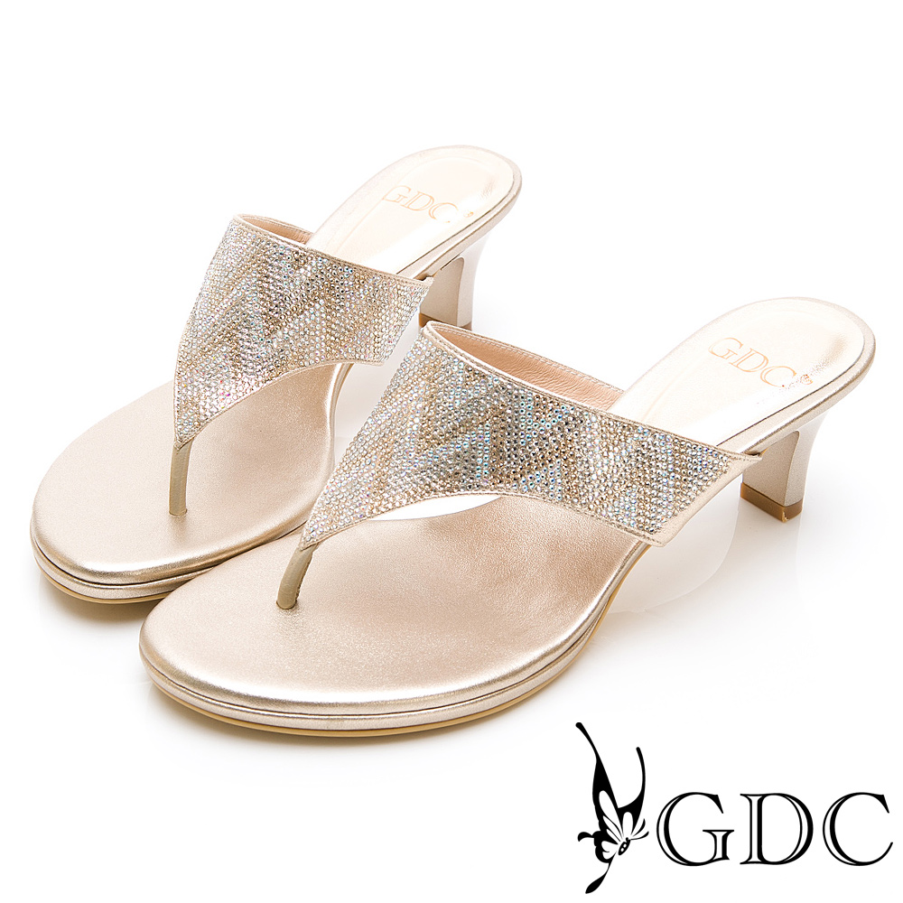 GDC-水鑽民族風高雅訂製款設計感夾腳拖鞋-金色