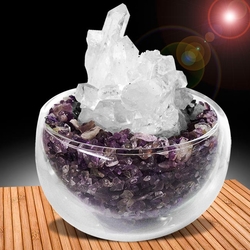 A1寶石  招財轉運白水晶簇-紫水晶聚寶盆