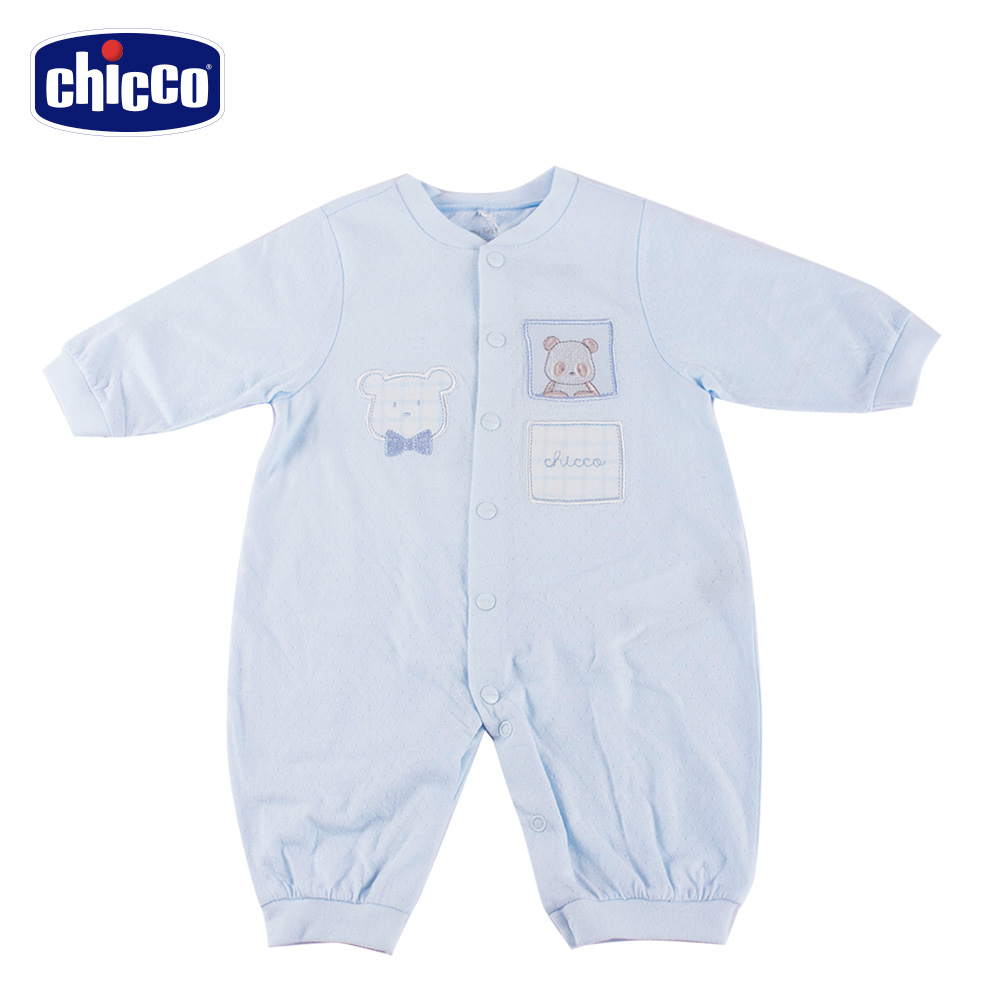 chicco-透氣素色長袖妙妙裝-藍(3-12個月)