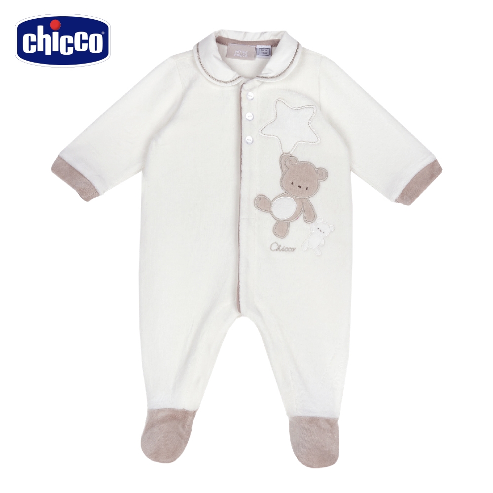 chicco-星空小熊-有領前開兔裝