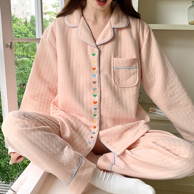 【藍尼居家】現+預 空氣棉夾層印花睡衣(女睡衣/家居服/兩件式套裝)