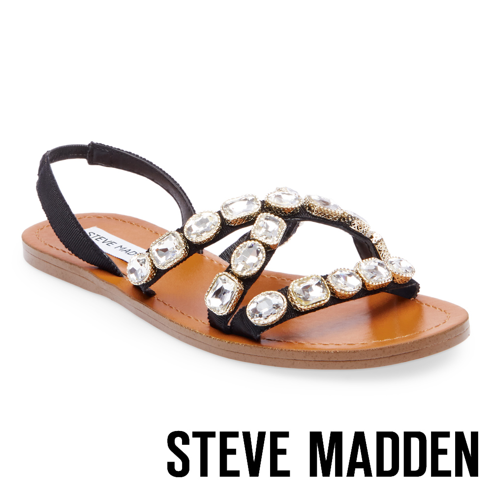 STEVE MADDEN-MARVEL 寶石鑲嵌綁帶涼鞋-黑色