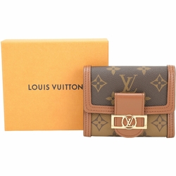 LV M68725 Dauphine 老花帆布拼牛皮三折短夾(棕色)