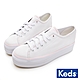 Keds TRIPLE UP 小心機粉彩滾邊厚底帆布鞋-白/粉红 product thumbnail 1