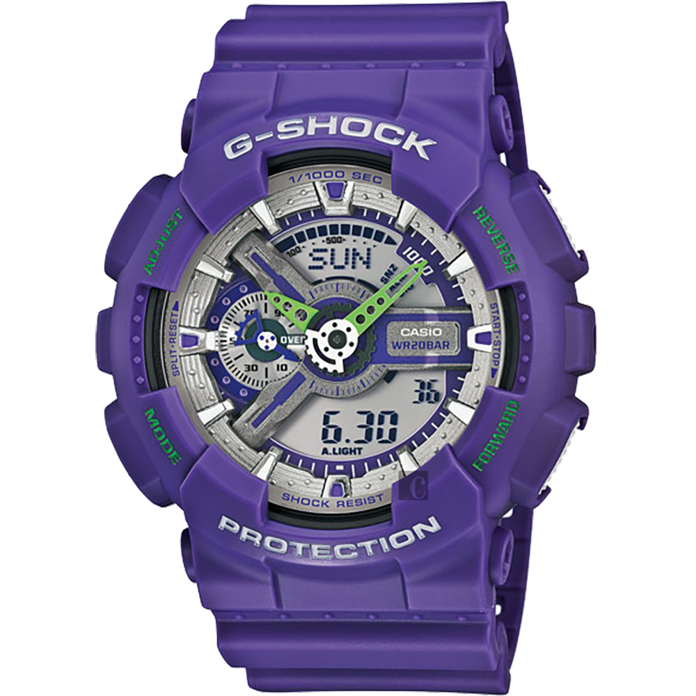 G-SHOCK GA-110 人氣雙顯手錶-紫(GA-110DN-6A