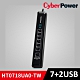 CyberPower 防突波 7插座 2USB充電延長線 HT0718UA0-TW product thumbnail 1