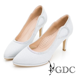 GDC-水魅舞鑽金蔥尖頭高跟鞋-銀色