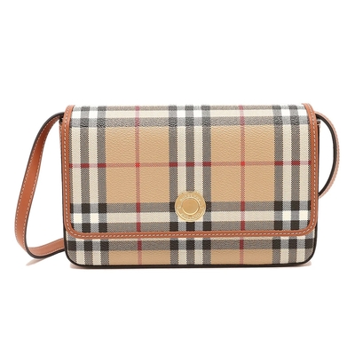 BURBERRY Hampshire經典格紋斜背包(石楠木棕色)