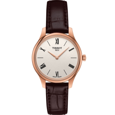 TISSOT 天梭 官方授權T-TRADITION 蟬翼超薄女錶(T0632093603800)