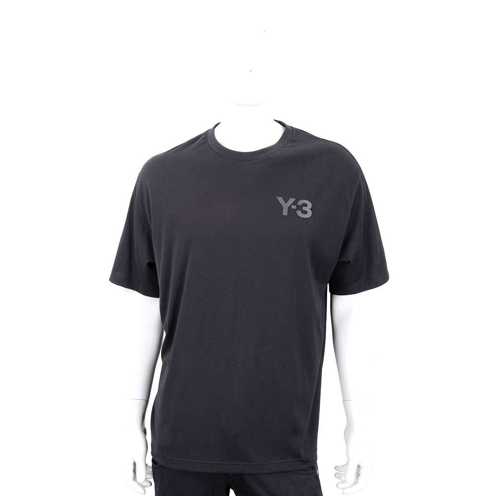 Y-3 LOGO TEE 黑色羅紋圓領棉質短袖T恤