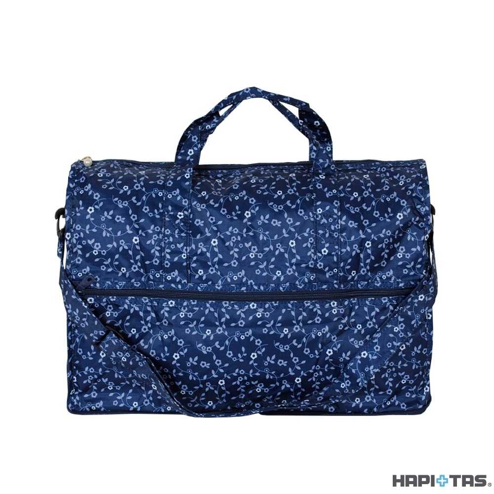 日本HAPI+TAS 小摺疊旅行袋 深藍花朵華爾滋