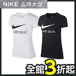 NIKE 短袖上衣 路跑 健身 慢跑 訓練 運動 女款 黑 白C