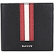 BALLY TRASAI 經典紅白條紋八卡對折短夾(黑色) product thumbnail 1