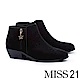 短靴 MISS 21 日常氣質百搭麂皮側拉鍊尖頭粗跟短靴－黑 product thumbnail 1