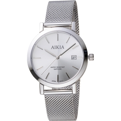 AIKIA 簡約米蘭時尚腕錶-3A2309WWT/銀色34mm