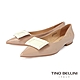 Tino Bellini 優雅方飾光澤質感牛漆皮尖頭平底鞋-藕粉 product thumbnail 1