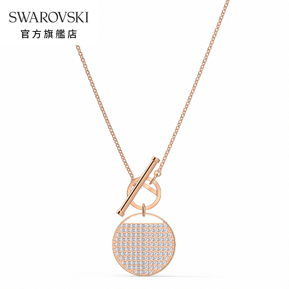 SWAROVSKI 施華洛世奇 Ginger 玫金色簡約圓形幾何項鍊