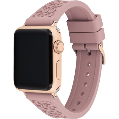 COACH Apple Watch 錶帶 38/40mm 適用 矽膠錶帶 送禮推薦- 煙燻粉x玫瑰金(不含手錶)