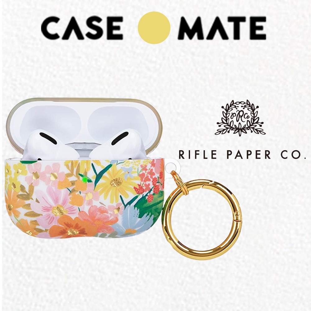 美國 CASE●MATE AirPods Pro 抗菌保護套 (贈扣夾) - Rifle Paper Co.聯名款 - 瑪格麗特