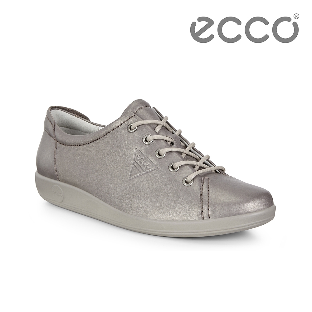 ECCO SOFT 2.0 經典輕盈皮革休閒鞋 女-霧金色