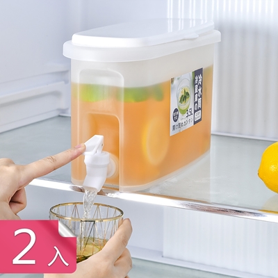 【荷生活】日式冰沏附龍頭冷水壺 大容量冷泡茶飲果汁桶-2入組