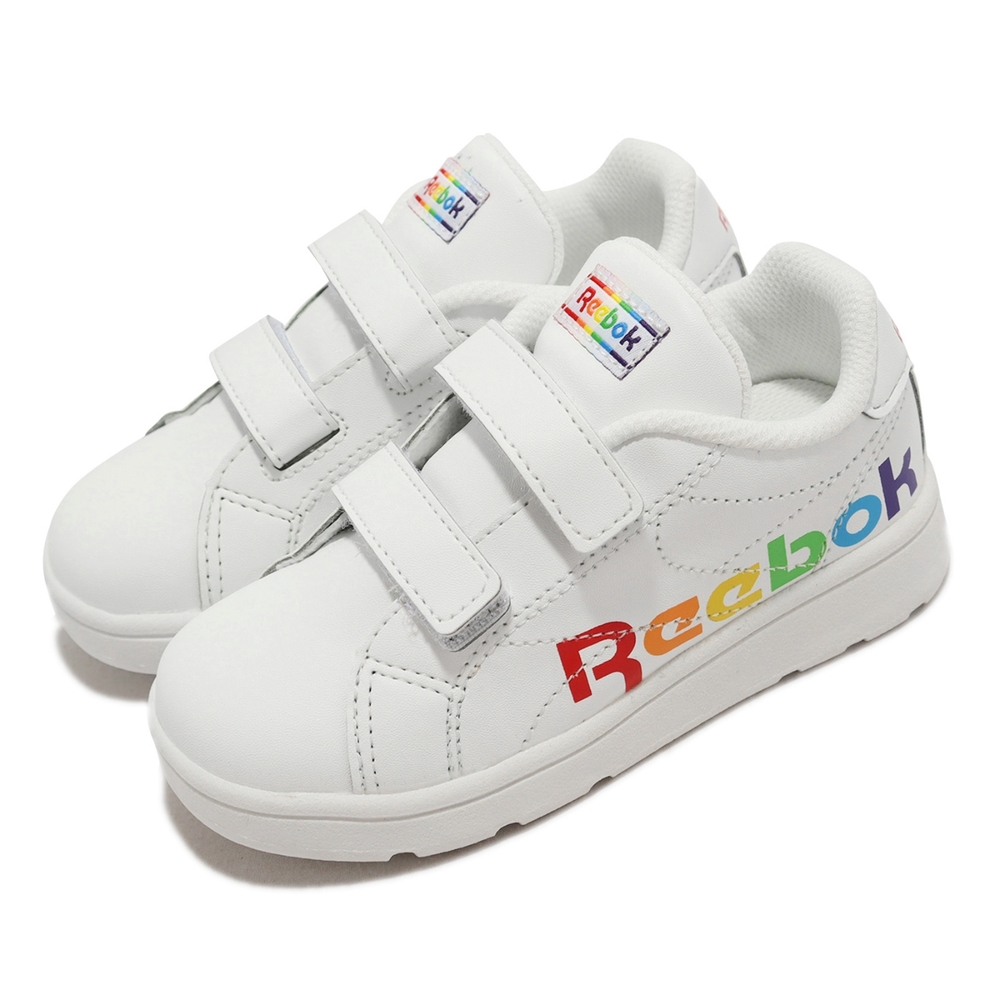 Reebok 休閒鞋Royal Complete CLN 2 白彩虹大童女鞋魔鬼氈小白鞋FX0109