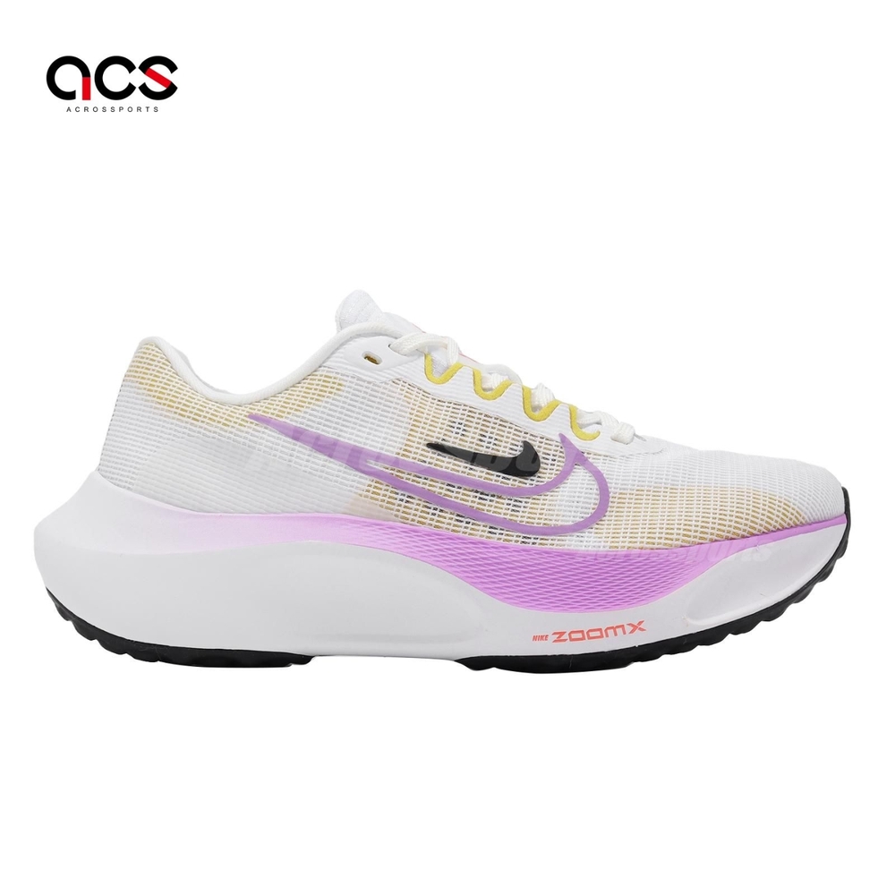 Nike 慢跑鞋Wmns Zoom Fly 5 女鞋白粉輕量ZoomX 回彈路跑運動鞋DM8974