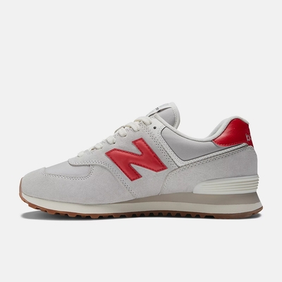 New Balance U574系列 男女復古休閒鞋-灰白/紅-U574RF2-D