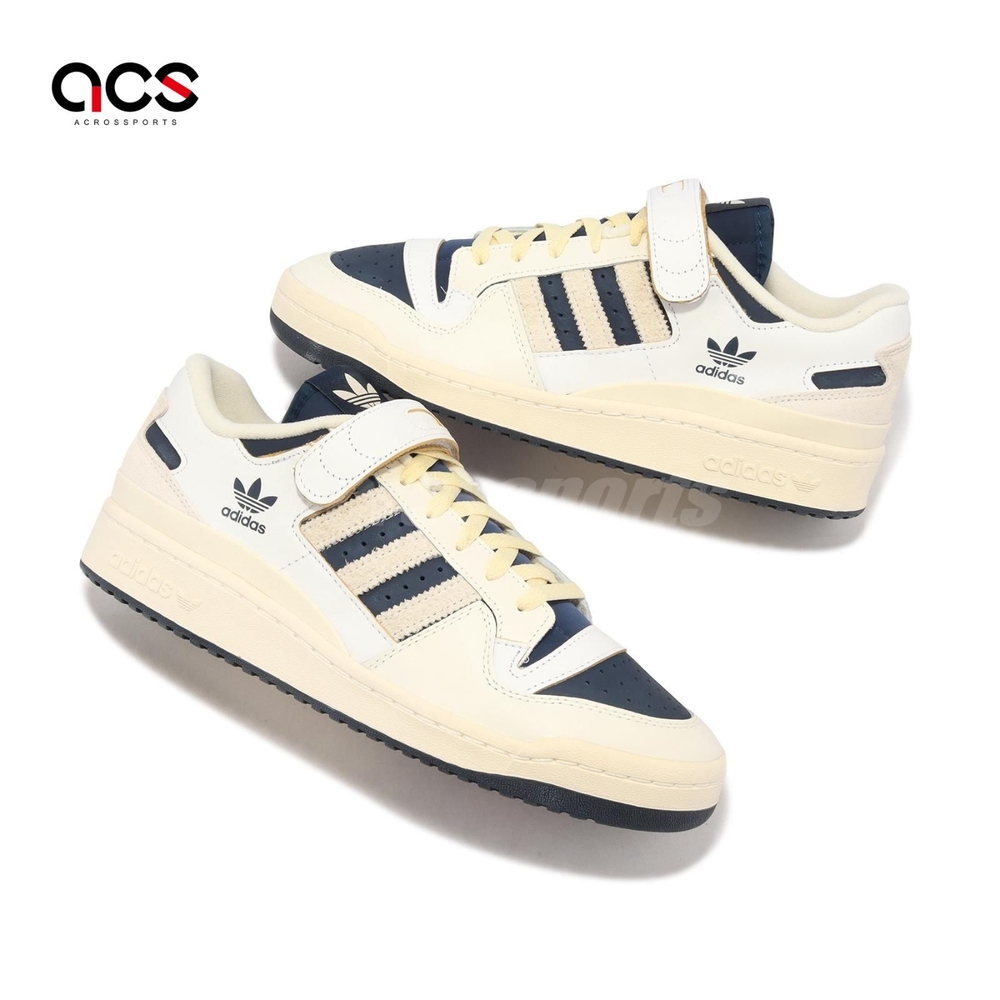 adidas 休閒鞋Forum 84 Low 男鞋奶油白深藍復古魔鬼氈三葉草愛迪達