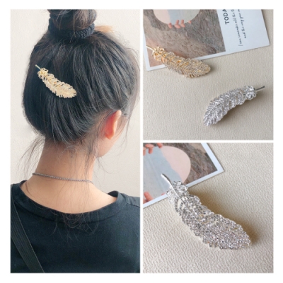 Hera 赫拉 韓國鑲鑽金屬羽毛髮夾/一字夾-2色