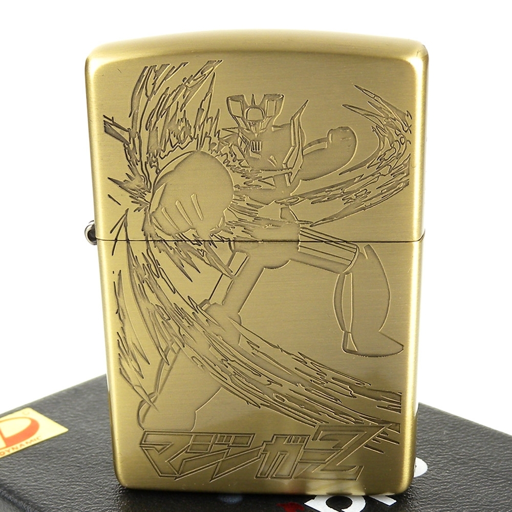 ZIPPO 日系~無敵鐵金剛-永井豪簽名兩面蝕刻加工打火機(銅古美B款)