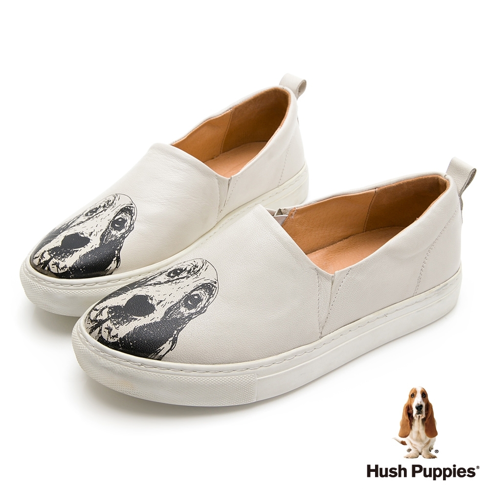 Hush Puppies 經典巴吉度大耳狗休閒鞋-米白