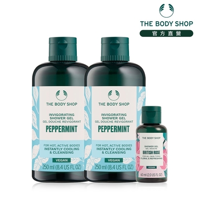 The Body Shop 薄荷沁涼沐浴組(玫瑰沐浴膠60ML效期7-12個月)