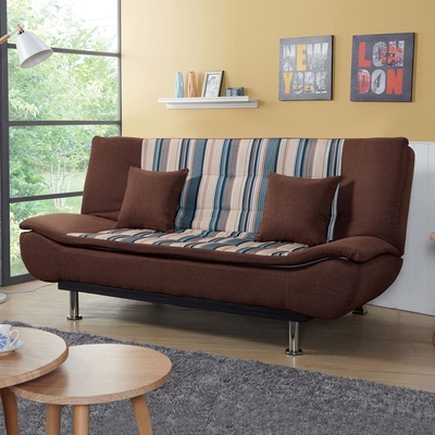 Boden-邁卡咖啡色布沙發床/雙人椅/二人座沙發-贈抱枕