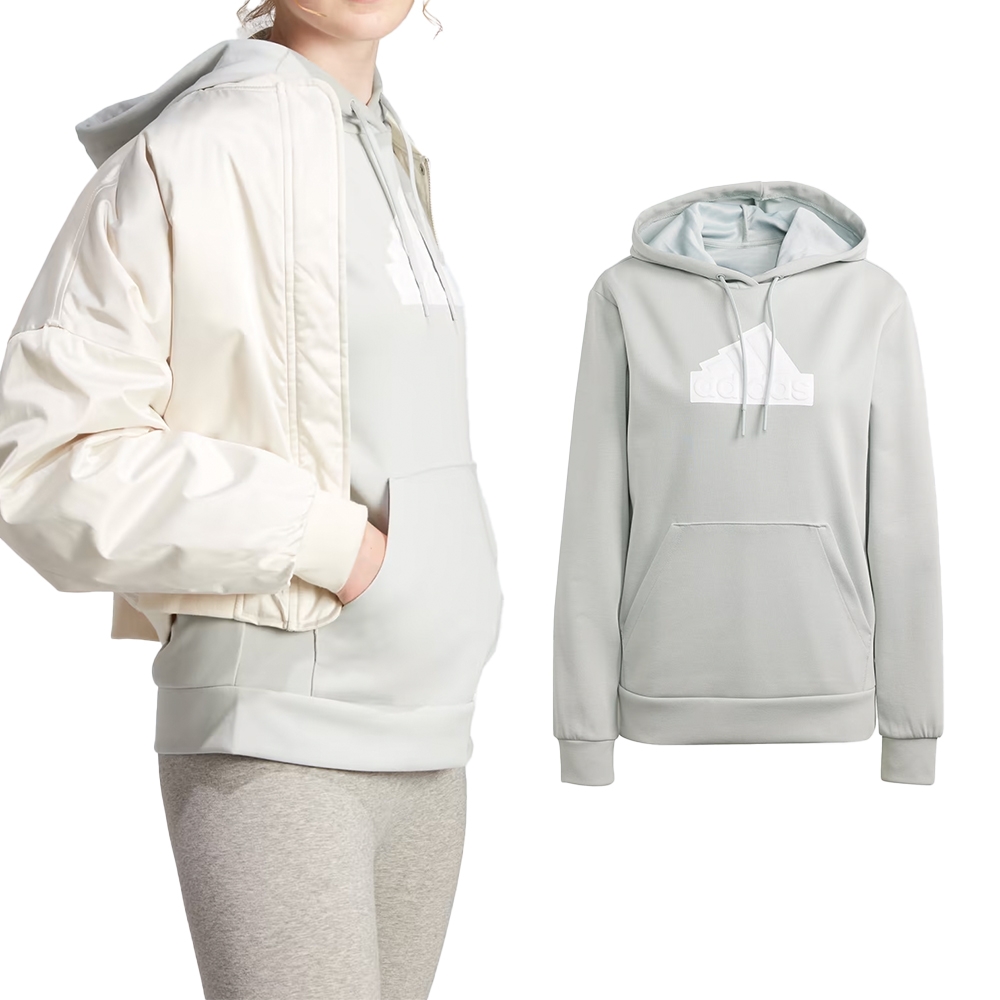 Adidas W FI BOS Hoodie 女款 灰色 運動 休閒 帽T 口袋 連帽 長袖 IM4877