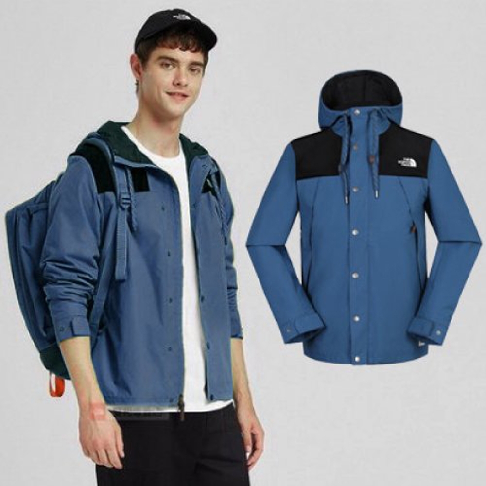 The North Face 男新款 WindWall 防風防潑透氣連帽外套_藍 N