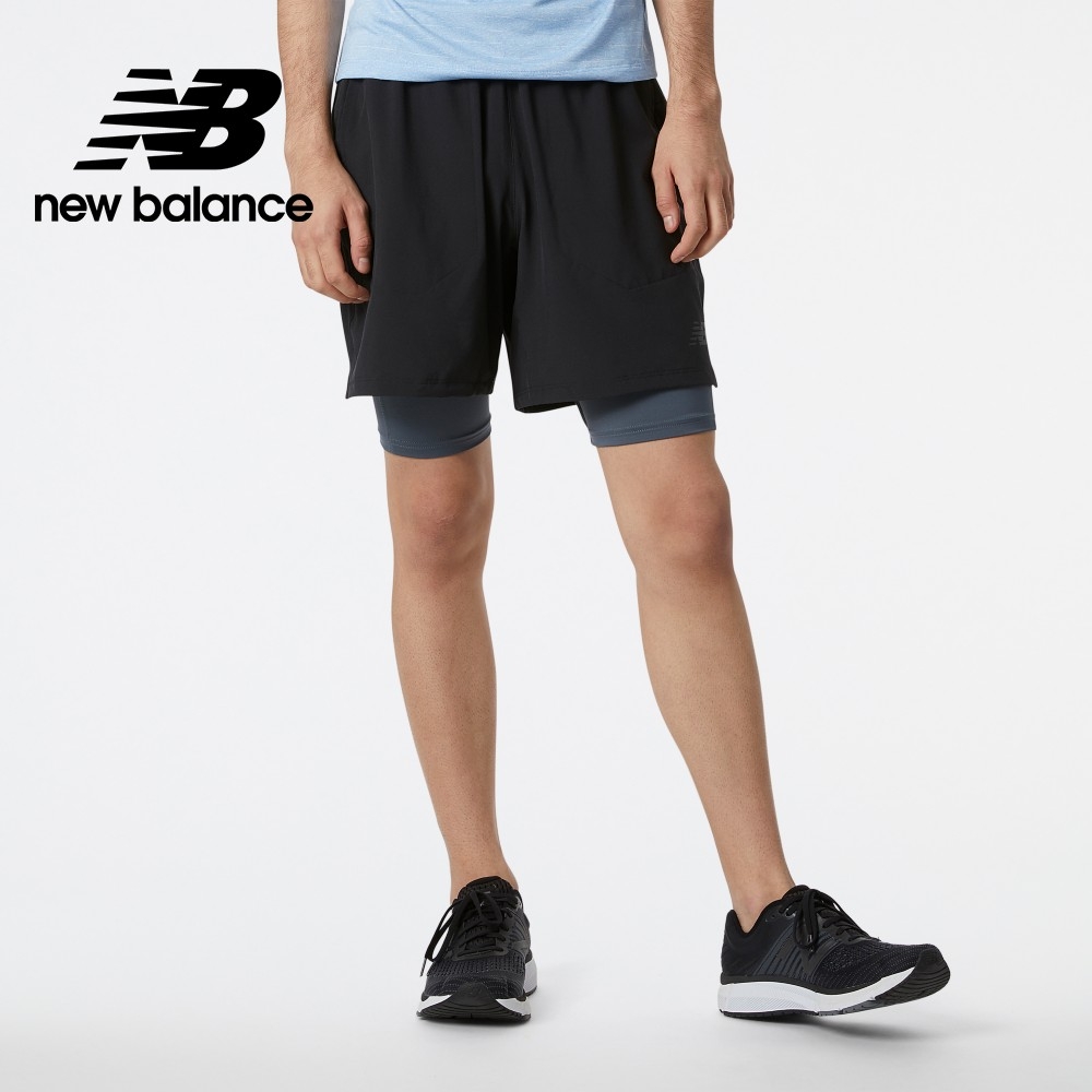 [New Balance]假兩件7吋機能短褲_MS21150BK_男性_黑色
