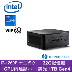 Intel NUC平台i7十二核{傳奇中尉}迷你電腦(i7-1260P/32G/1TB Gen4)