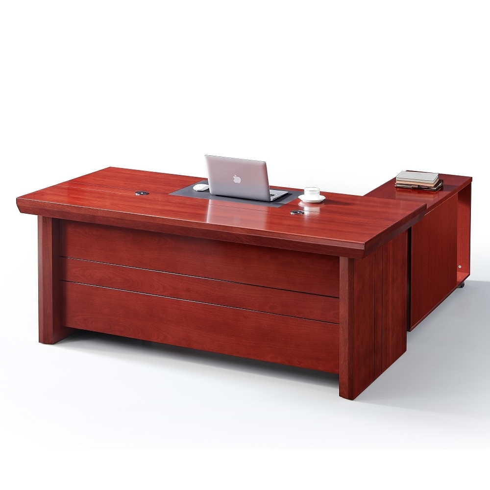MUNA家居 5818型紅棕色6尺辦公桌組(含側櫃，活動櫃) 180X198X77cm