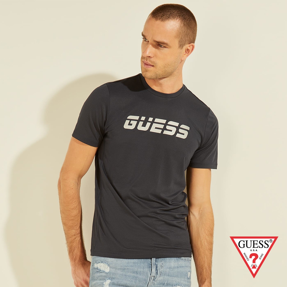 GUESS-男裝-街頭個性LOGO字母短T-灰 原價1290