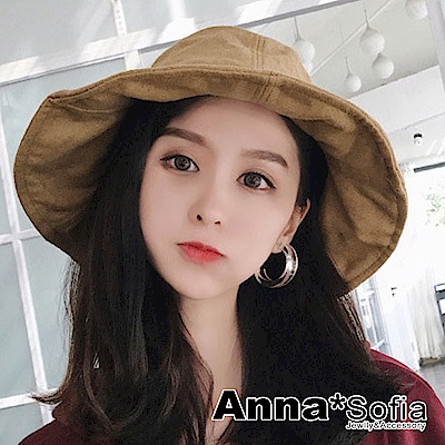 AnnaSofia 拼片絨面寬簷 軟式盆帽漁夫帽(駝系)