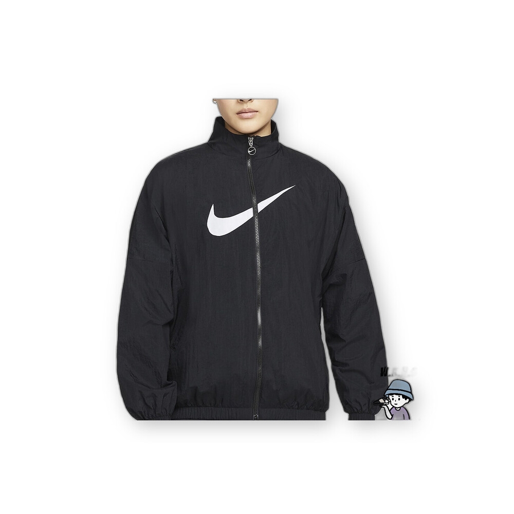 Rennes shop】NIKE 女裝外套訓練大勾皺褶梭織抽繩黑DM6182-010