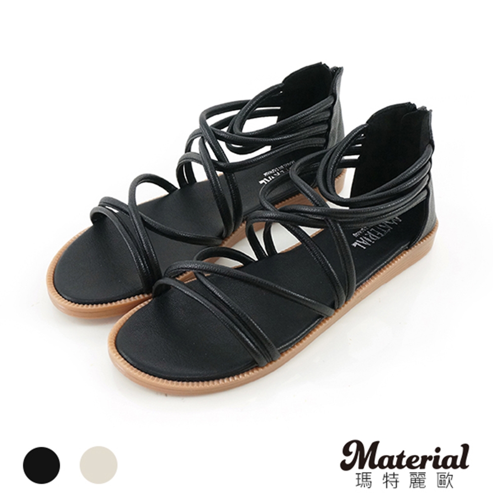 Material瑪特麗歐  MIT涼鞋 細帶交叉環繞羅馬涼鞋  T1012