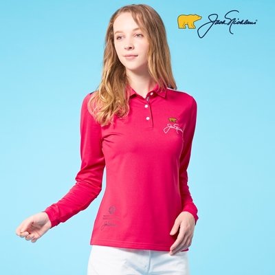 【Jack Nicklaus】金熊Golf女款保暖吸濕排汗POLO衫-桃紅色